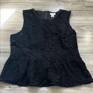 J. Crew Black Sleeveless Peplum top